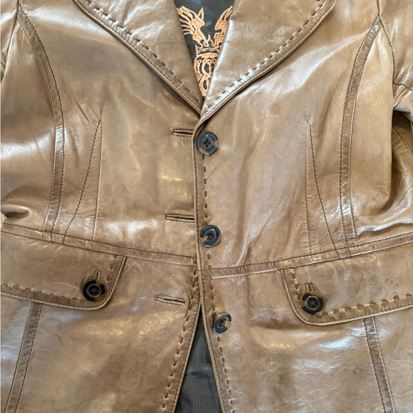 Transmission Brown Leather Women's Jacket - Picture 3 of 8